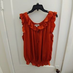 Silky orange sleeveless top, size 18/20